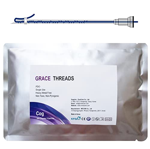Grace PDO Threads Lift for Face & Body - 20pcs 19G 70mm 360 Degree Cog Threads | Non-Surgical Facelift, Skin Tightening, Anti-Aging Treatment | Perfect for Home Use & Professional Clinics