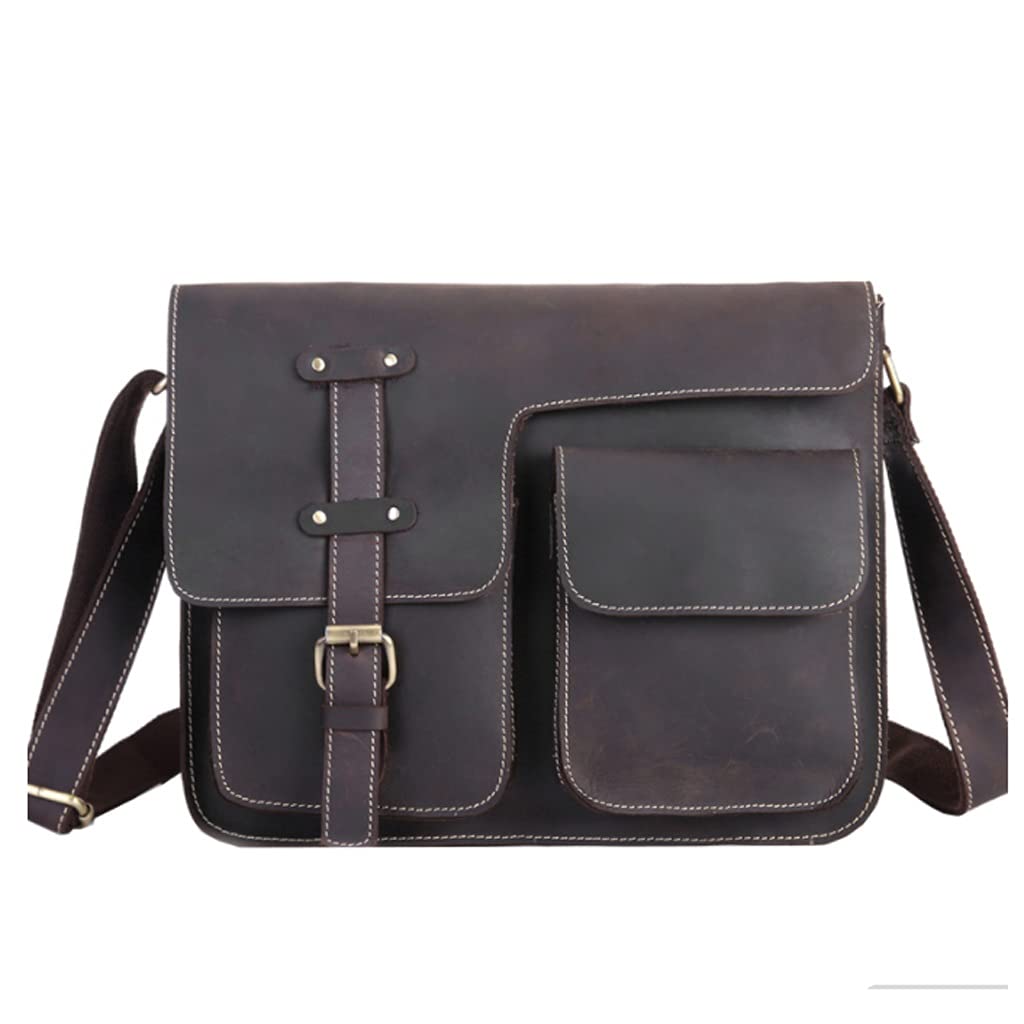 Premium Genuine Leather Messenger Bag for Men - Stylish & Durable Brown Shoulder Satchel (29x25cm) - Perfect for Work, Travel & Everyday Use