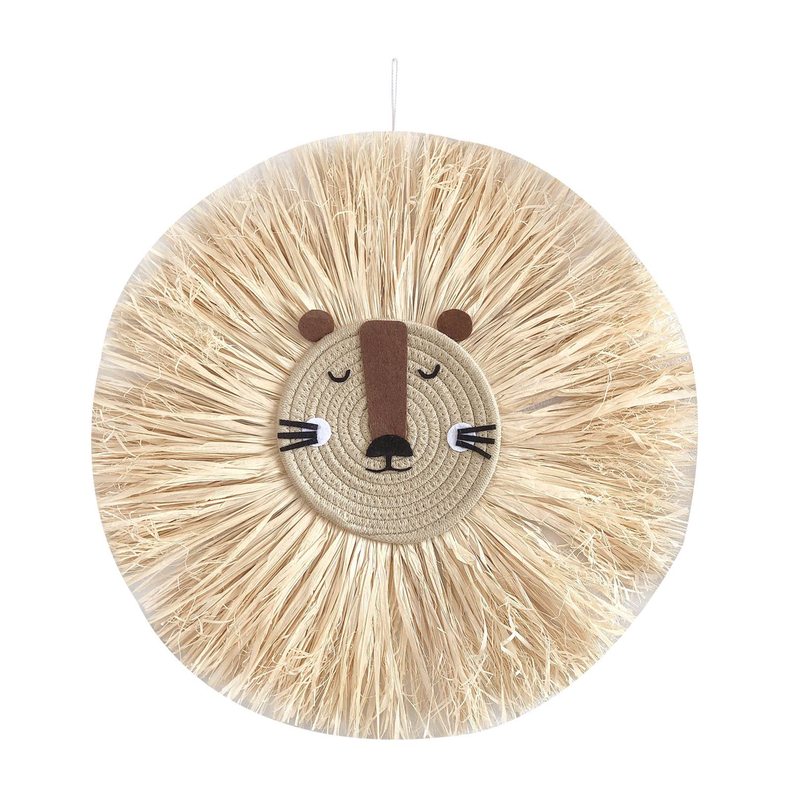 Nordic Cartoon Lion Tiger Scarecrow Woven Wall Hanging - Cotton Thread Pendant Tapestry Decor for Kids Room, Living Room, Kitchen & Office - Perfect for Nursery, Bedroom, Dorm & Home Decoration