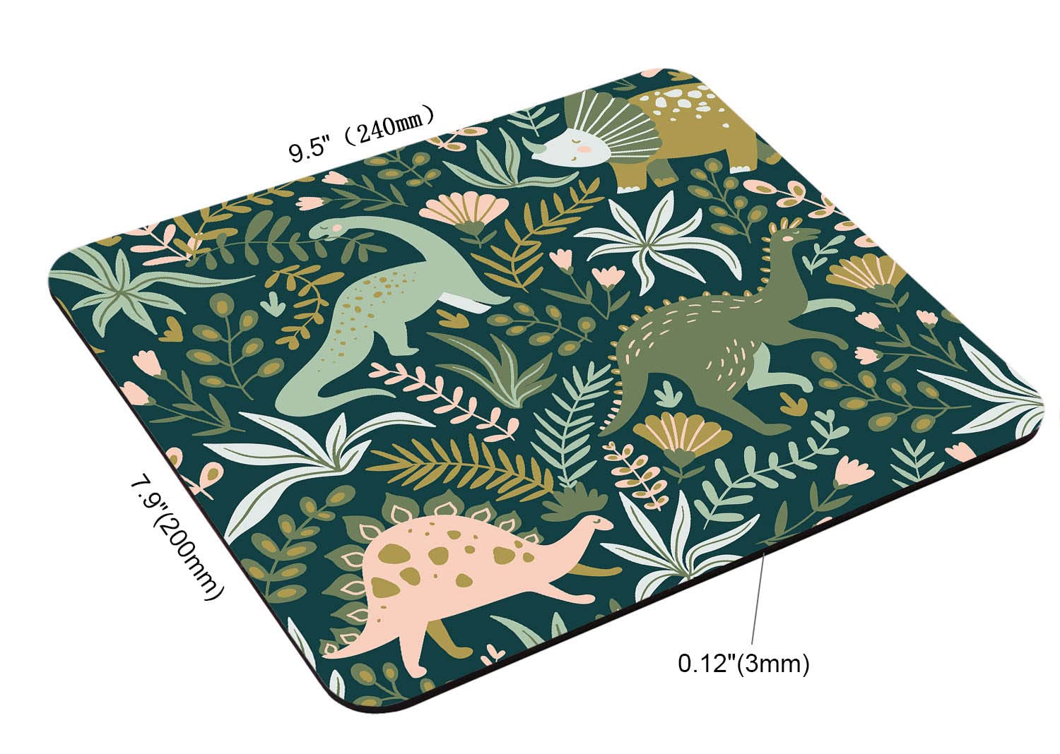 Custom Non-Slip Rubber Mouse Pad with Dinosaur, Tropical Leaves & Floral Designs - Smooth Rectangle Computer Mousepad for Laptop & PC - Perfect for Office, Gaming & Home Workspace