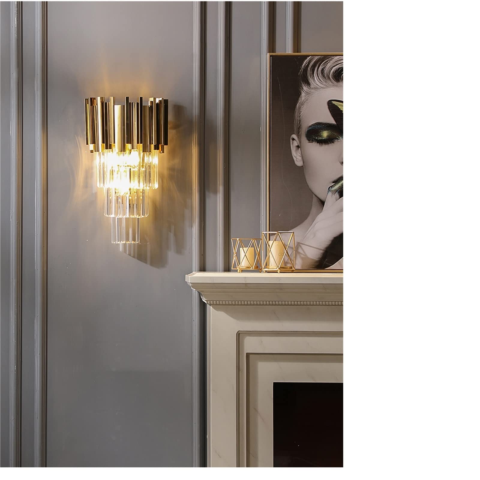 Gold Crystal Wall Lamps - Modern LED Wall Sconce Lighting Fixtures for Bedroom, Living Room, Study | Elegant Home Decor & Ambient Lighting Solution