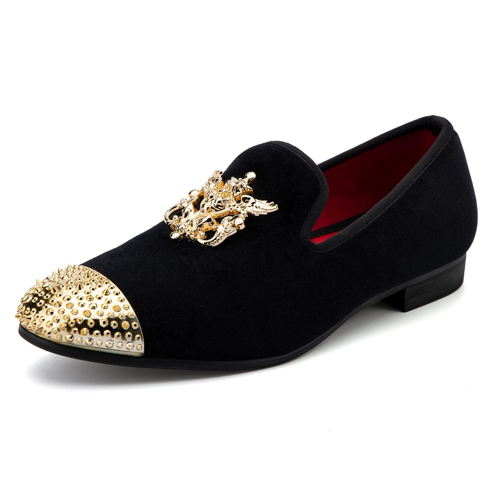Meijiana Men's Velvet Loafers - Luxury Dress Shoes with Metal Embellishments for Parties, Weddings & Formal Events | Comfortable Slip-On Loafers for Business & Evening Occasions