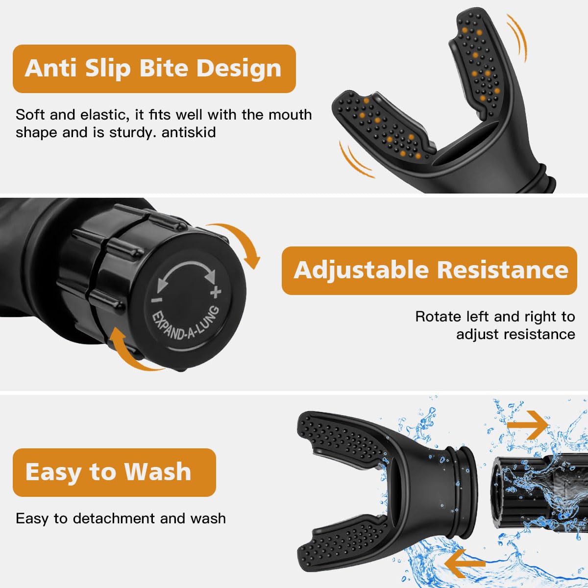 Oxyflow Breathing Trainer - Adjustable Resistance Portable Lung & Muscle Trainer for Endurance & Strength - Ideal for Athletes, Singers & Fitness Enthusiasts - Easy to Clean - Includes 2PCS (Black/White) - Perfect for Home Workouts, Yoga & Respiratory Therapy