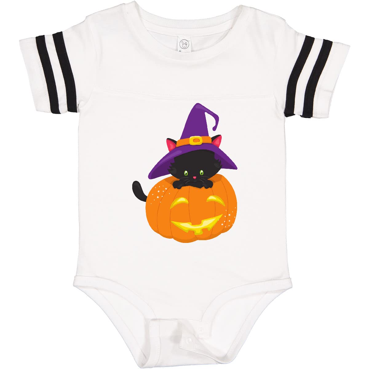 Inktastic Halloween Cat Black Cat Witch Hat Pumpkin Baby Bodysuit - Cute Halloween Outfit for Infants & Toddlers