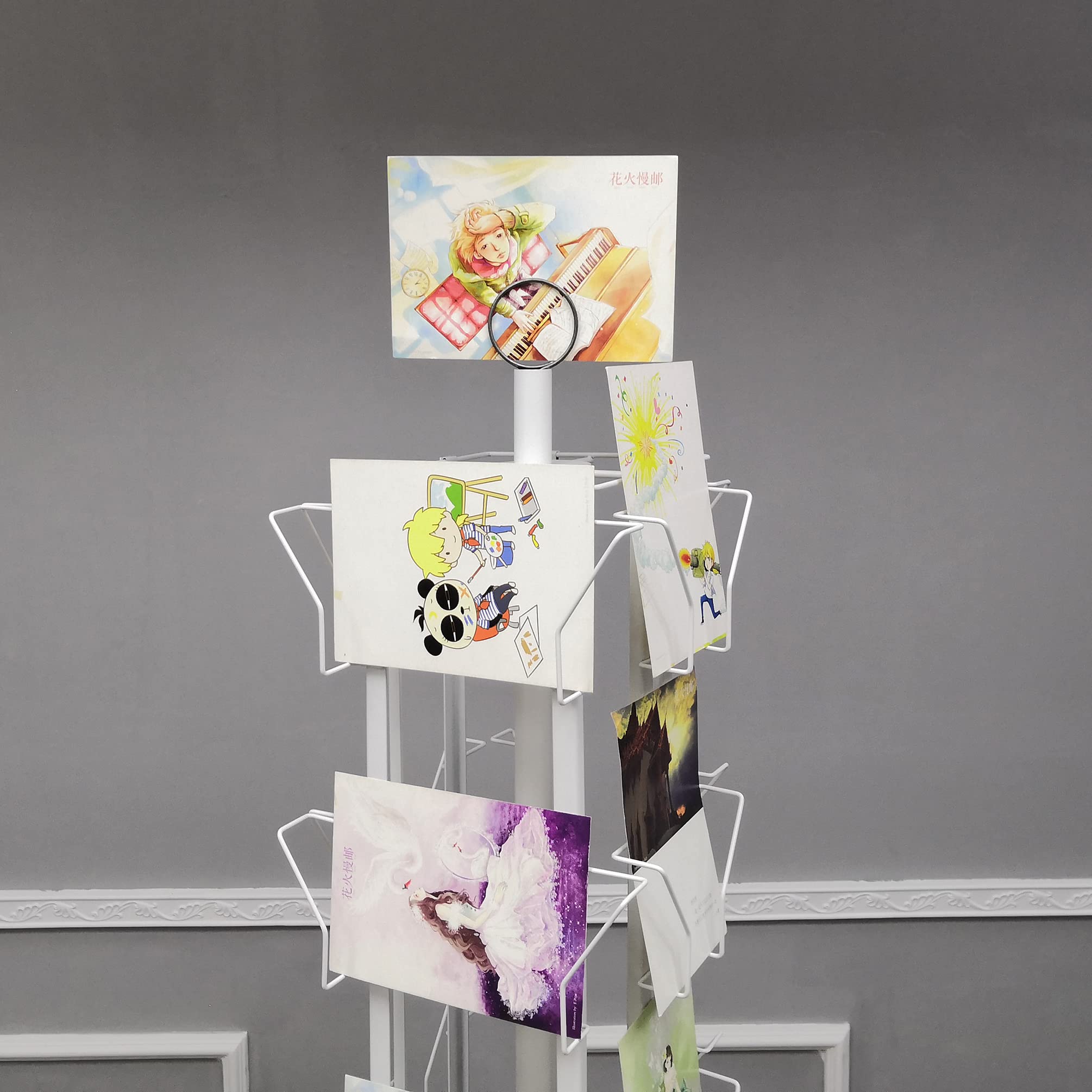 32-Pocket Adjustable Spinning Display Rack for Greeting Cards - 5x7, 7x5 up to 8.5