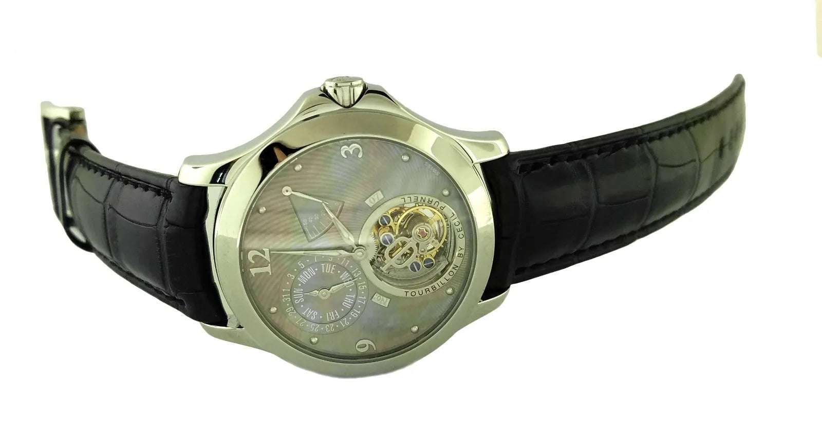 Cecil Purnell Luxury Tourbillon Watch - Stainless Steel Limited Edition Timepiece for Men | Perfect for Business Meetings, Formal Events & Watch Collectors