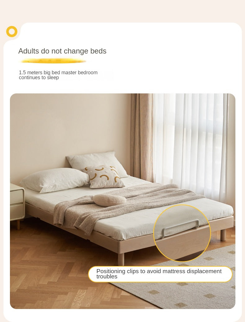 Birch Solid Wood Twin Over Full Bunk Bed - Sturdy Platform Bed Frame Without Headboard - Perfect for Kids' Room, Guest Room & Small Space Saving