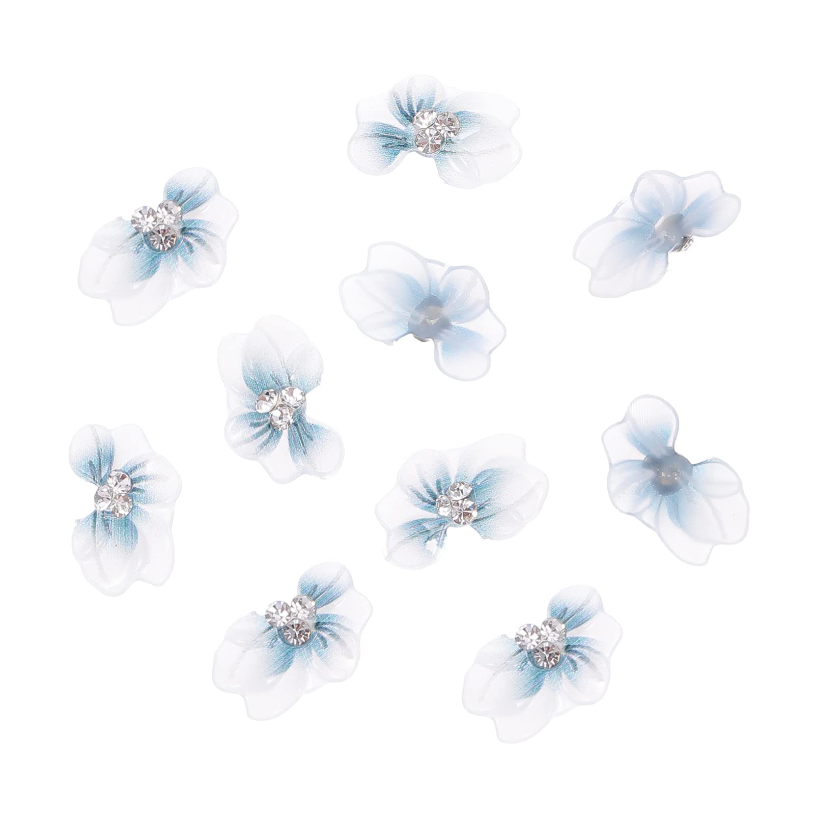 Mobestech 10Pcs 3D Nail Art Flower Charms Rhinestones - DIY Manicure Glitter Decorations for Women & Girls - Nail Studs & Sequins for Acrylic, Gel, Press-On Nails (Grey) - Perfect for Parties, Weddings, Salons & Home Nail Art