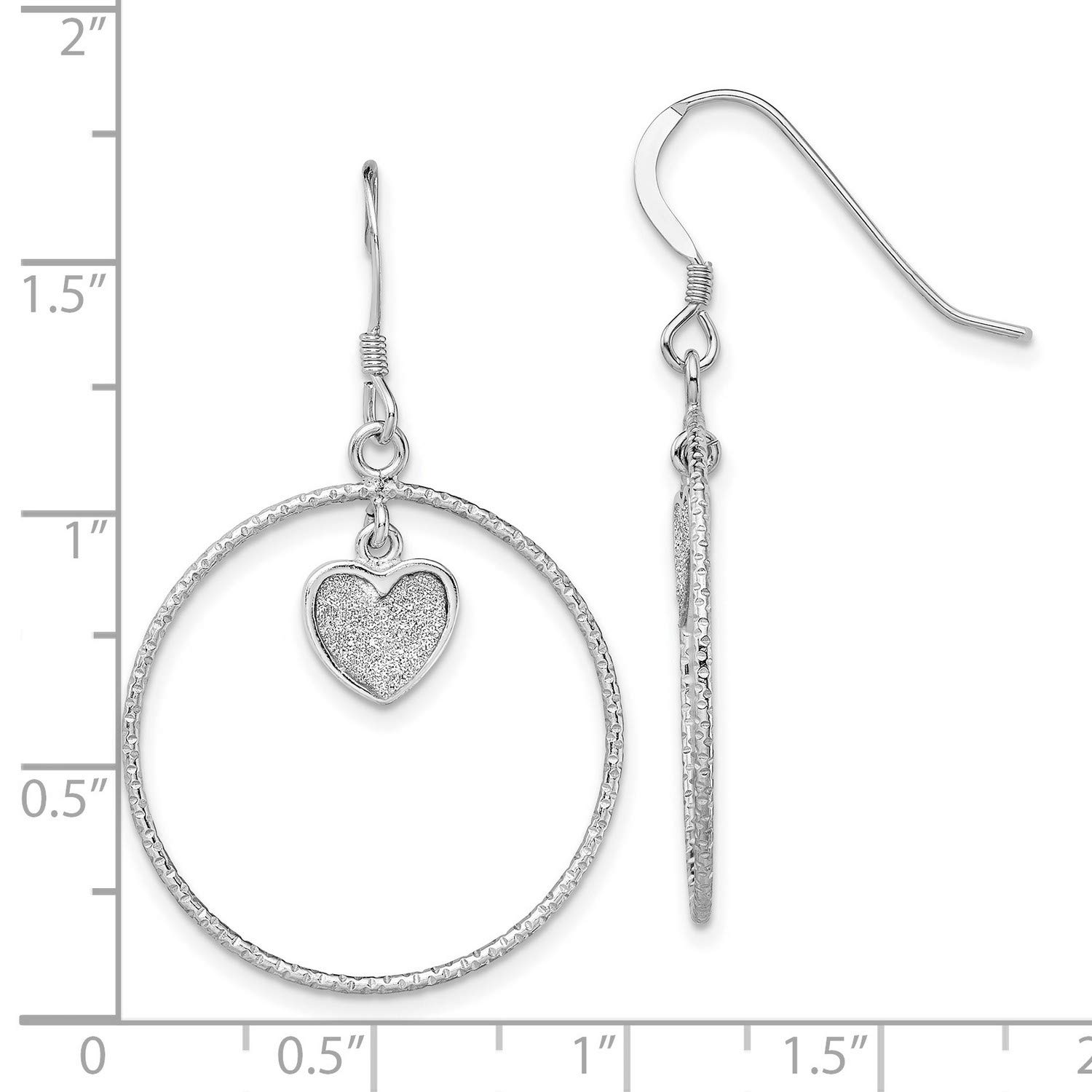 Elegant Sterling Silver Enamel Glitter Heart-Shaped Earrings (40.1x24.7mm) - Perfect for Valentine's Day Gifts, Anniversary Presents & Romantic Date Nights