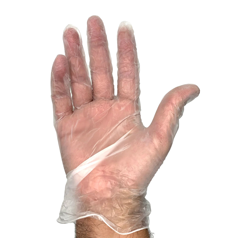 Disposable Vinyl Clear Gloves Powder Free - 100 Count Box (100 Gloves) for Food Handling, Cleaning & Medical Use