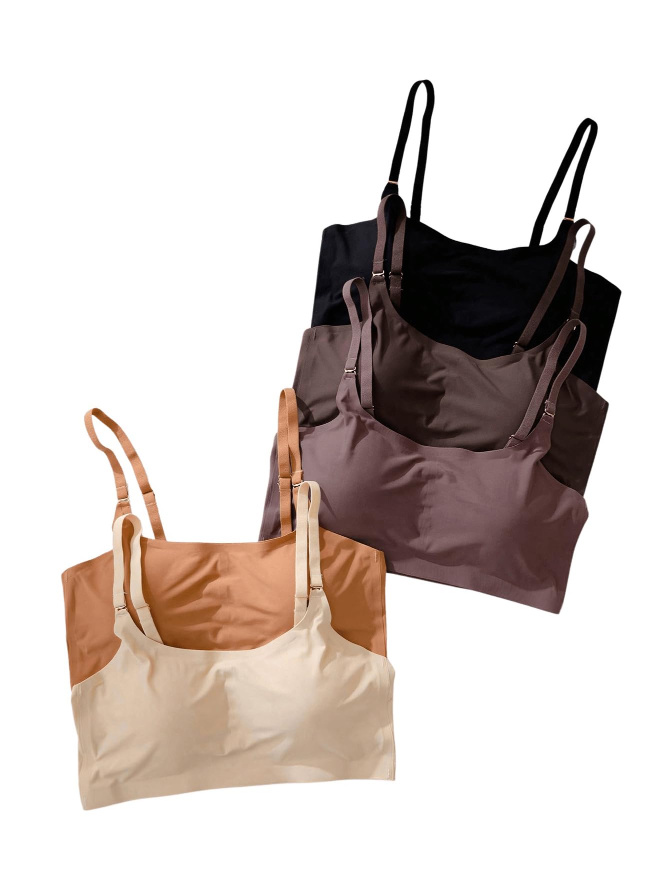 OYOANGLE Women's 5 Pack Seamless Wireless Bras - Adjustable Straps, Comfortable Bralettes for Everyday Wear, Yoga & Lounge