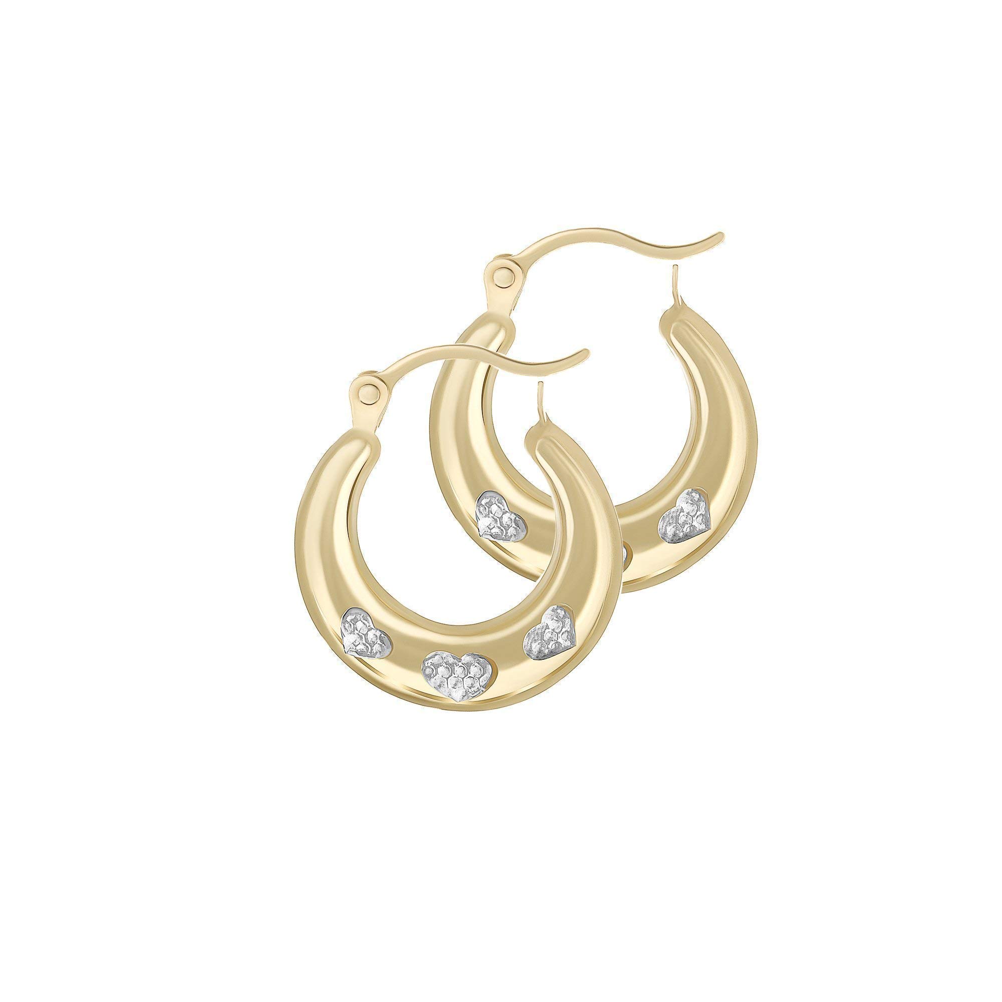 Two Tone Hoop Earrings - 14k Gold Plated Women's Jewelry for Everyday Wear | Elegant Dangle Earrings for Work, Date Night & Special Occasions