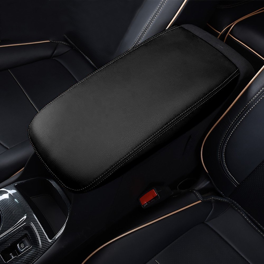 BEERTE Car Armrest Cover for Chevrolet Equinox 2018-2023 | Black Leather Center Console Armrest Box Protector with Stitching | Car Interior Accessories for Comfort & Style