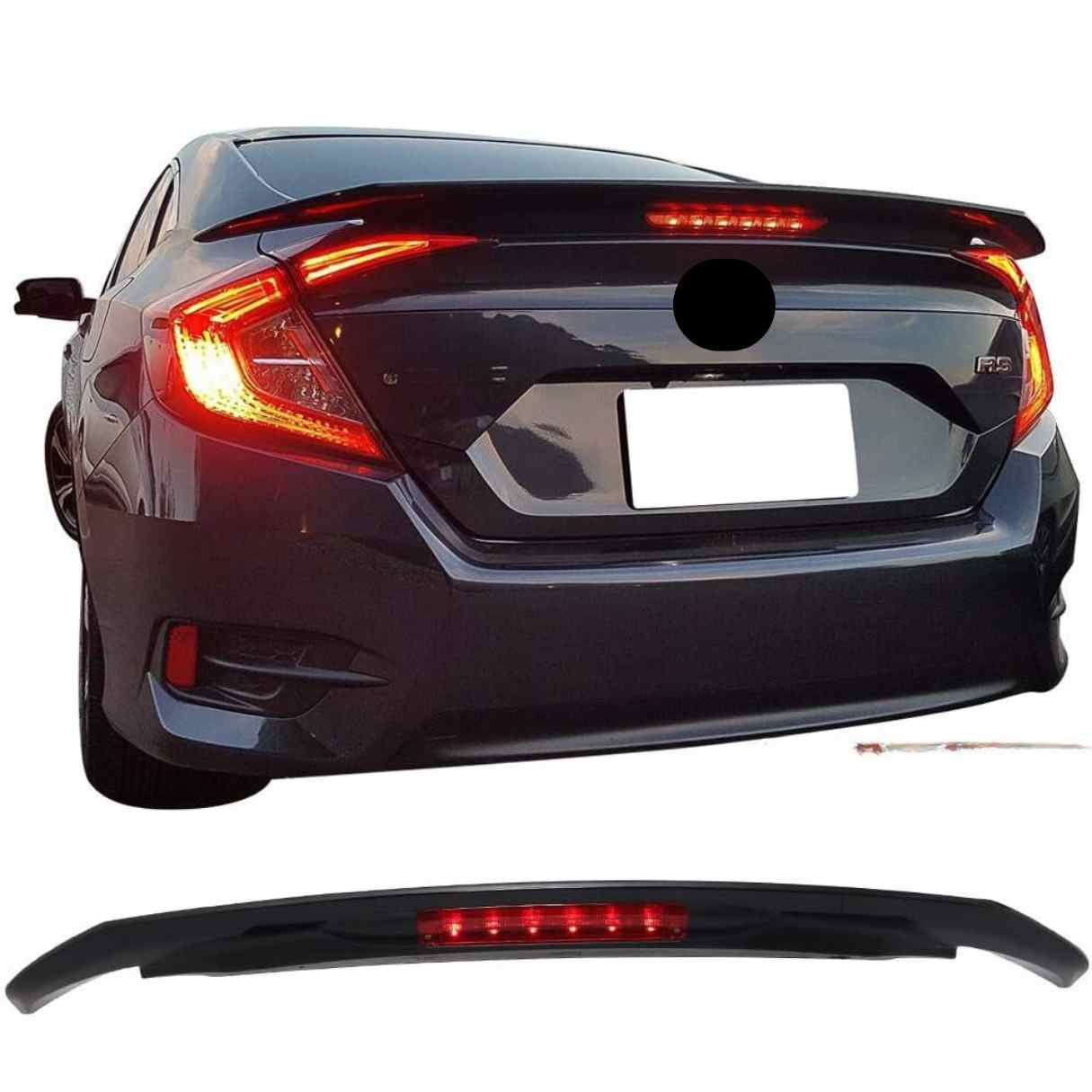 2016-2021 Honda Civic Sedan SI Style ABS Rear Wing Spoiler with LED - Upgrade Your Ride for Sporty Look & Nighttime Visibility - Perfect for Car Enthusiasts & Street Racing