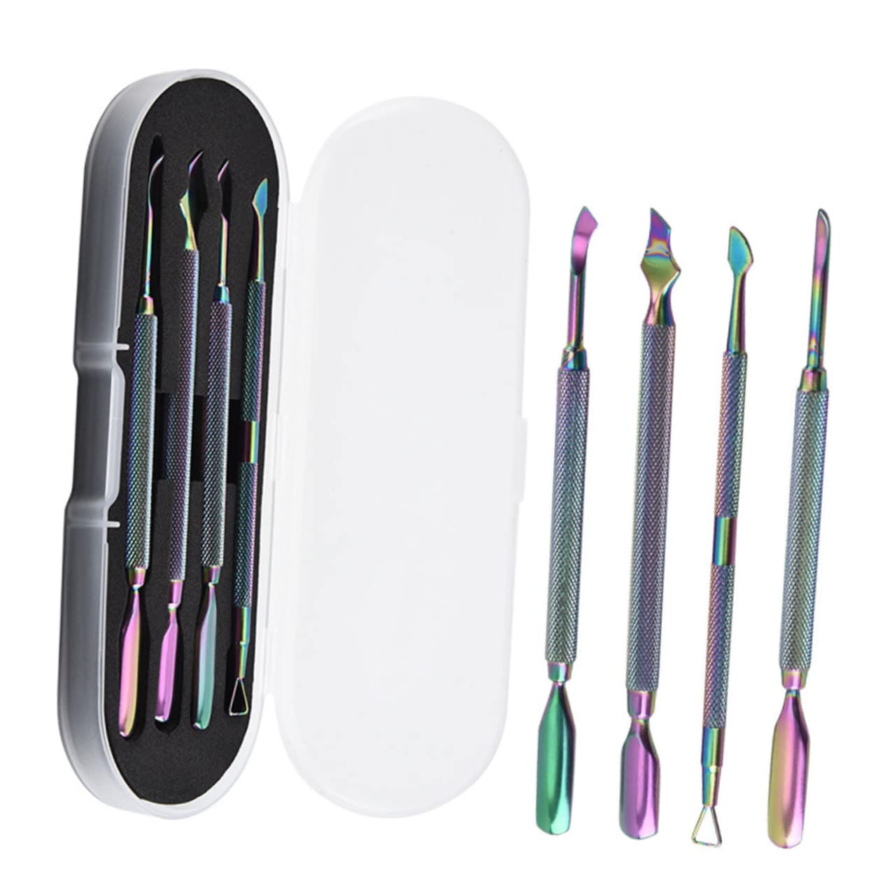 FRCOLOR Professional 4-Piece Manicure & Pedicure Kit - Stainless Steel Nail Trimmer, Cuticle Remover, Pusher & Nail Clippers Set - Perfect for Home Salon, Travel & DIY Nail Care