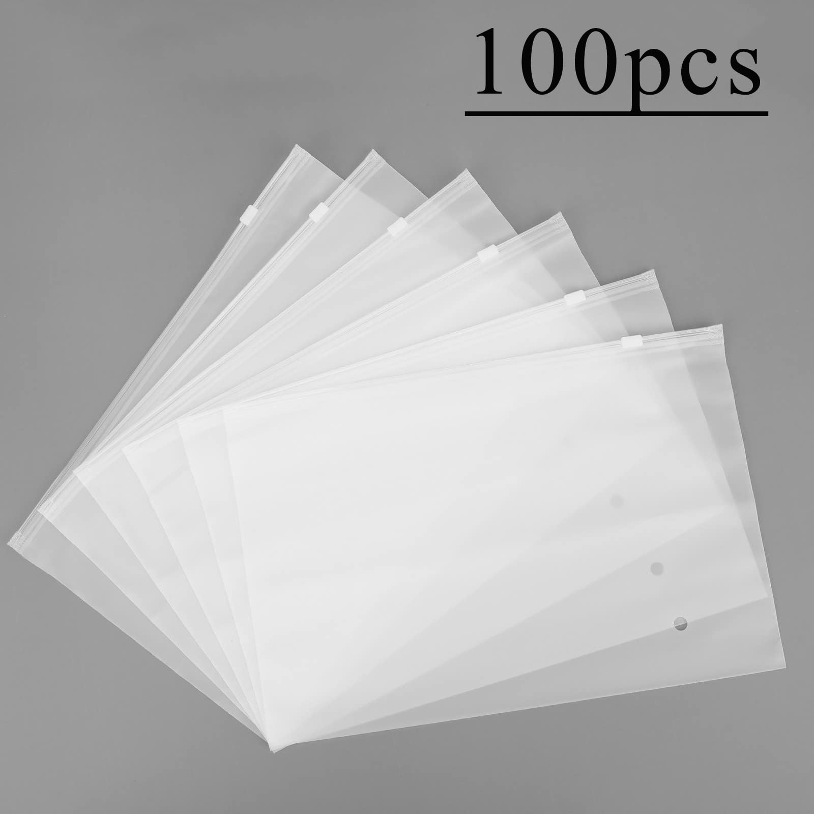 100Pcs 12x8 Inch Frosted Zipper Poly Bags - 3 Mil Thick Reclosable Plastic Mailing Bags with Air Holes | Durable Apparel Packaging for Clothing Shipping & Selling | Perfect for Online Stores, Boutique Garment Packaging & E-commerce Storage