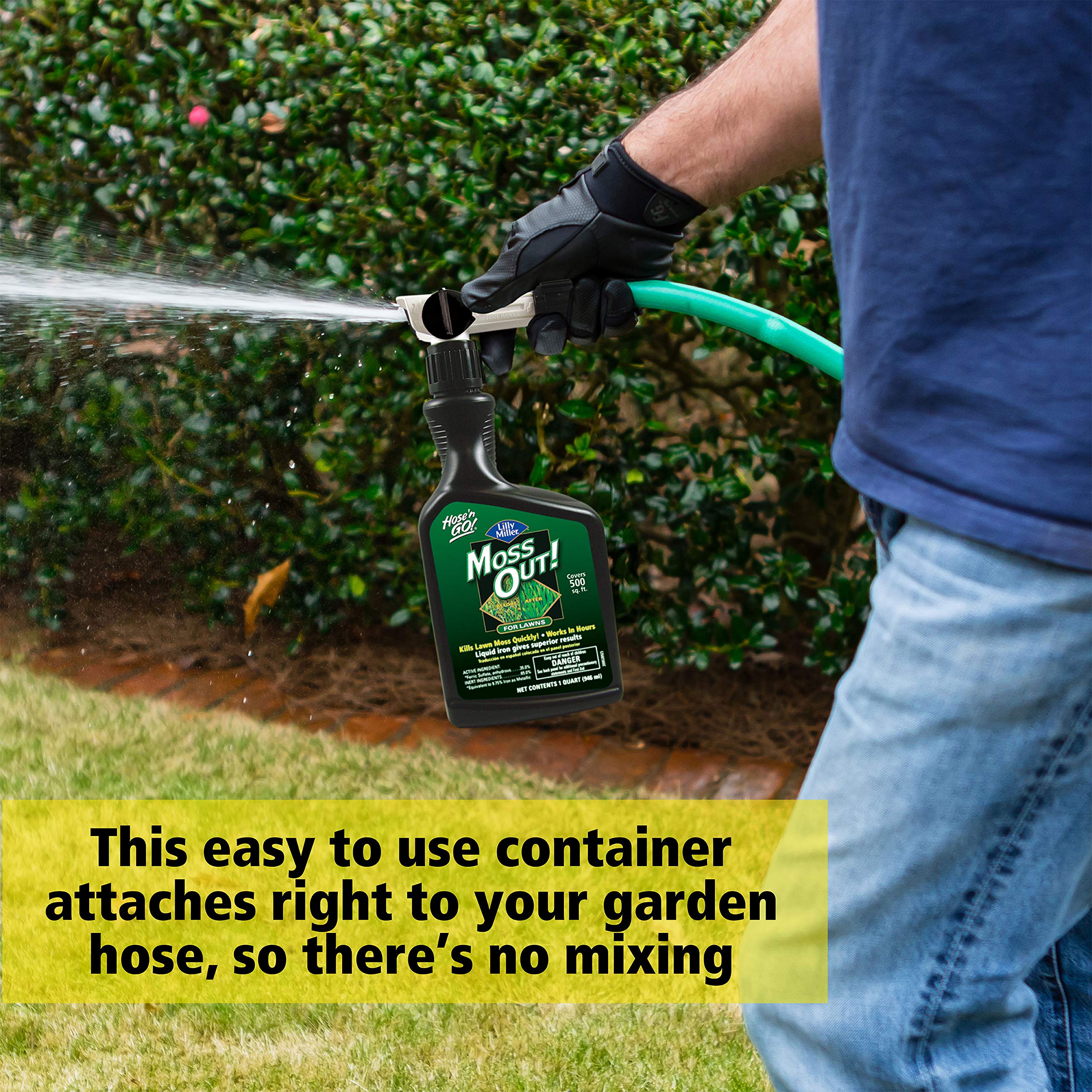 Lilly Miller Moss Out for Lawns Ready-to-Spray 32oz (1-Pack) | Fast-Acting Moss Killer | Safe for Grass | Ideal for Shady Areas, Roofs & Driveways