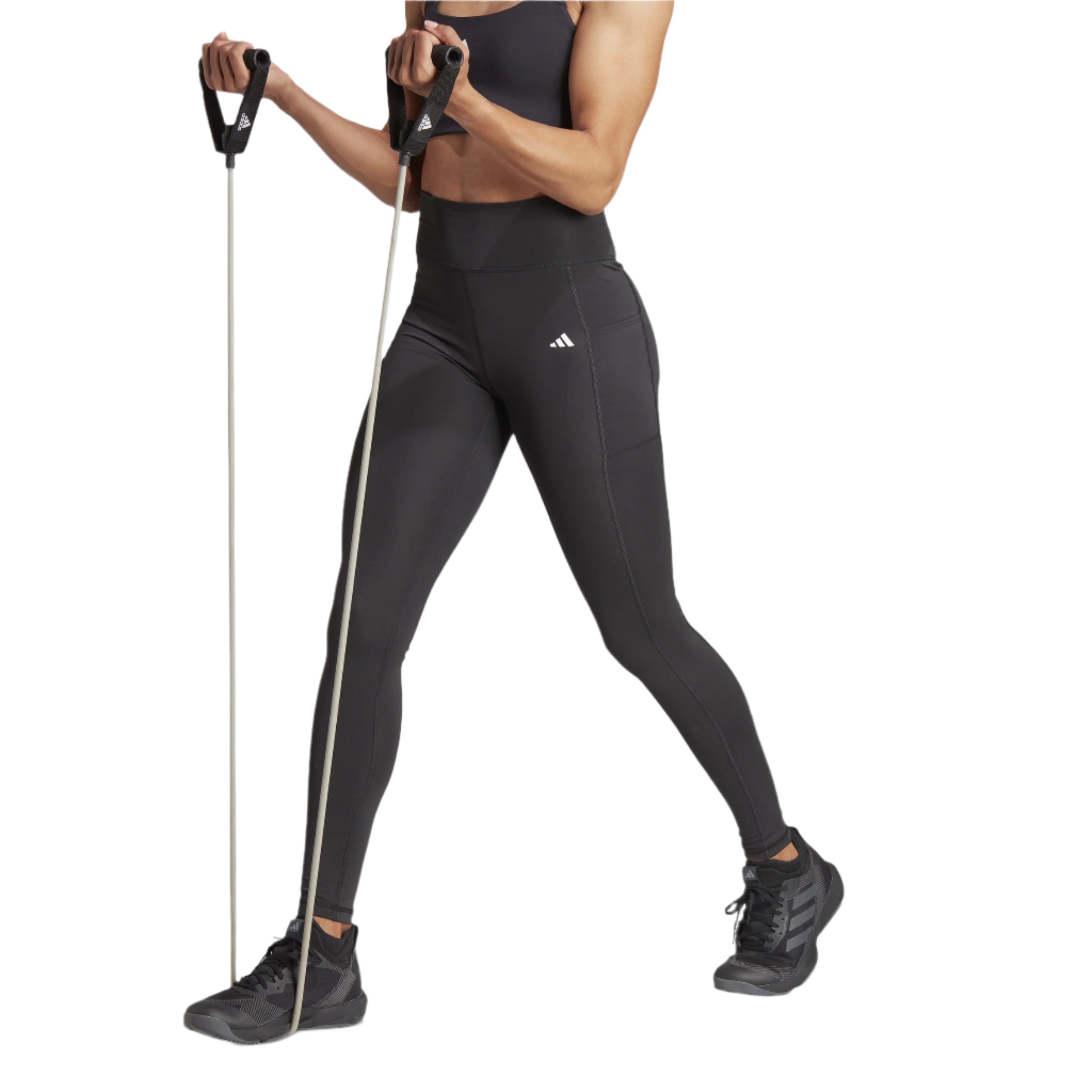 Adidas Women's Optime Full Length Tights - High Waist Yoga Pants for Running, Workout & Gym - Moisture Wicking & Stretchy Activewear