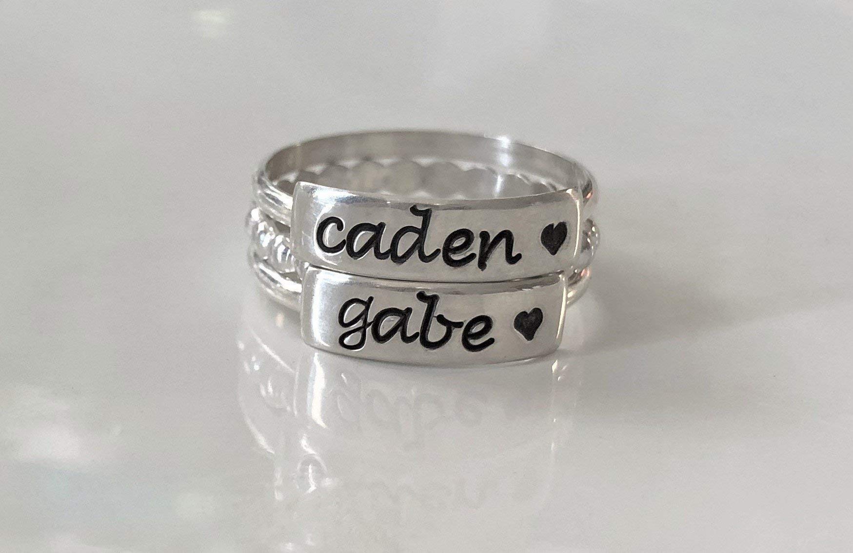 Personalized Name Ring for Mom - Custom Initial Stackable Ring for Women, Mother's Day Gift from Daughter, Grandma, Wedding, Bridesmaid, Graduation, Sister Matching Jewelry - Perfect for Stacking, Everyday Wear & Special Occasions