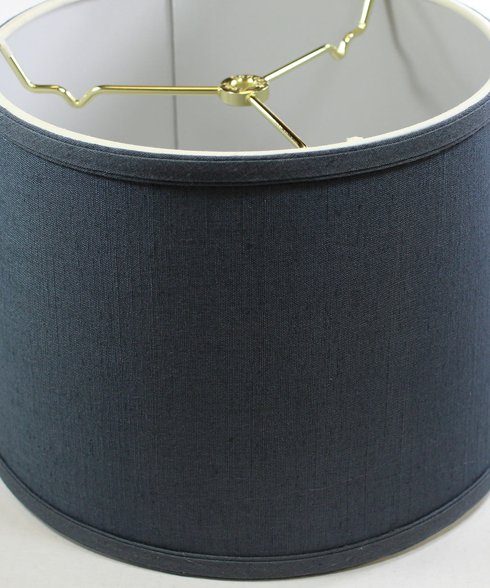 12W x 8H Hardback Shallow Drum Lamp Shade - Textured Slate Finish - Perfect for Living Room, Bedroom, or Office Lighting Decor