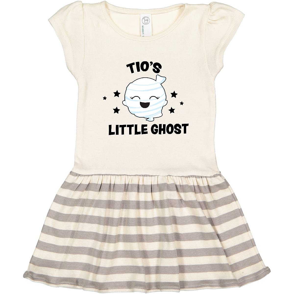 Inktastic Cute Tio's Little Ghost with Stars Toddler Dress - Adorable Halloween Outfit for Girls, Baby & Kids Costume Party, Photo Shoot & Trick or Treating