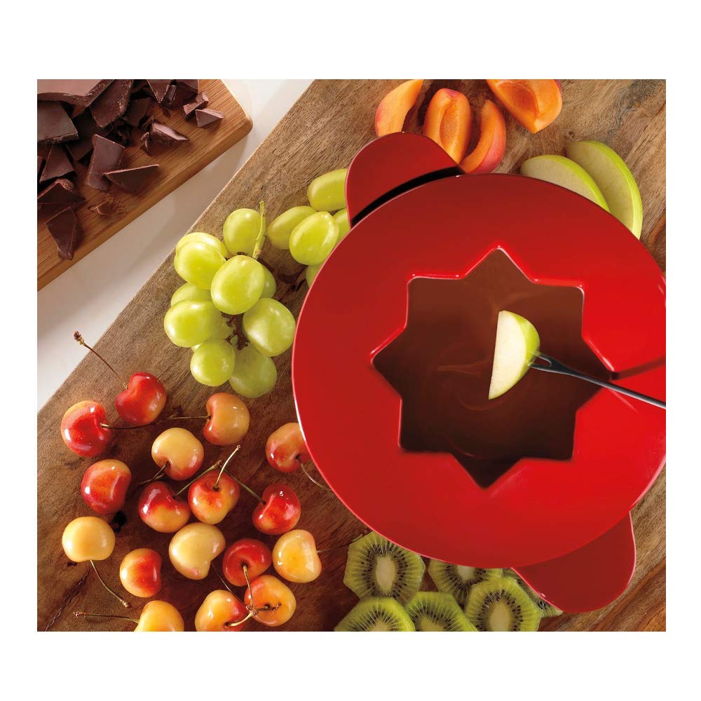 Cuisinart 13-Piece Cast Iron Fondue Set with Stainless Steel Forks - Red | Perfect for Cheese, Chocolate & Oil Fondues, Dinner Parties & Family Gatherings