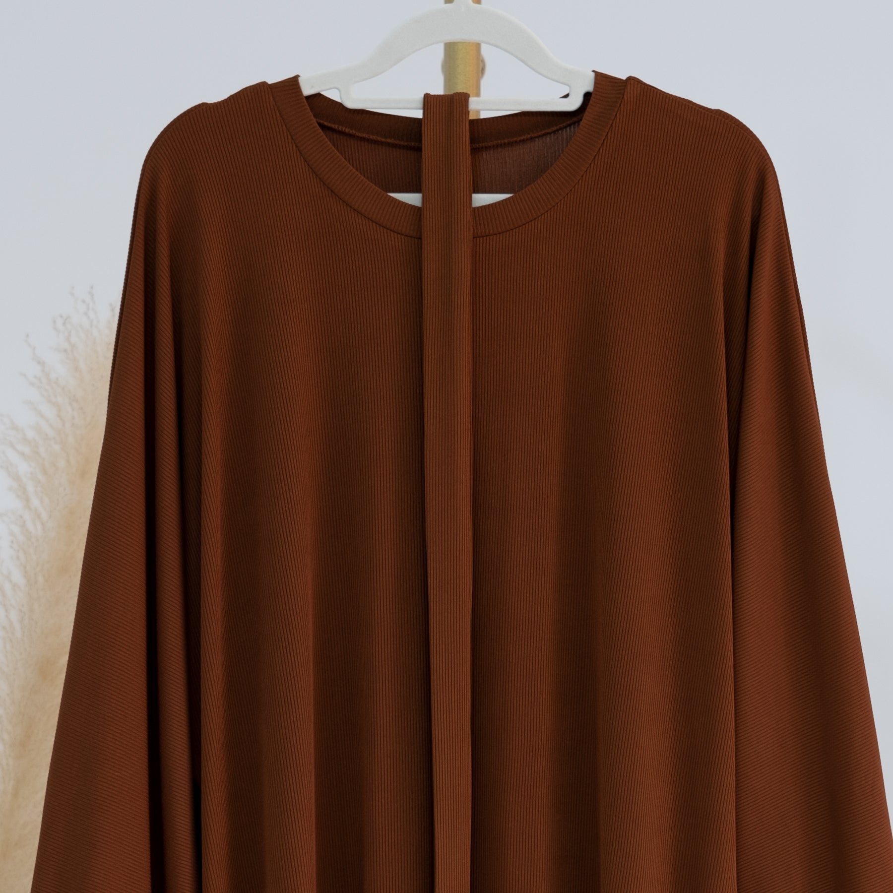 Long Sleeve Folded Cuff Sweater Dress in Ginger - Cozy Knit Pullover for Women | Perfect for Fall & Winter Outfits, Office Wear and Casual Dates