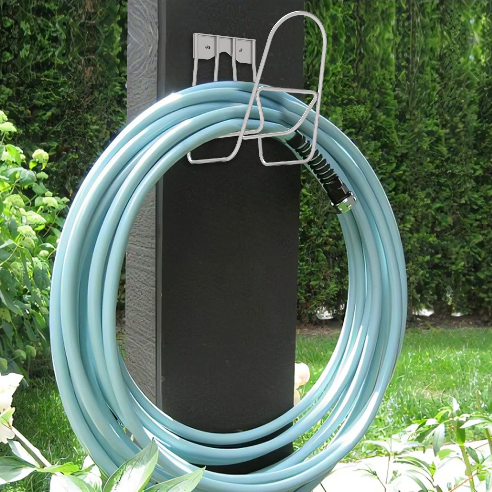 Heavy Duty Garden Hose Holder - Large Wall Mount Hose Reel Hanger for Outdoor Use, Rust-Free Water Hose Organizer Holds Up to 180ft - Perfect for Yard, Lawn, and Garden Watering Systems