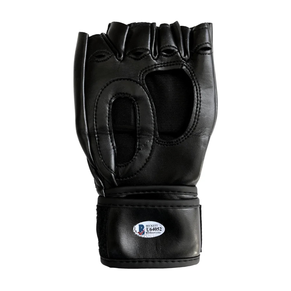 Authentic Max Holloway Signed UFC Gloves with BAS COA - Hand Signed Autograph Inscribed 'Blessed' - Perfect for MMA Collectors & UFC Memorabilia Displays
