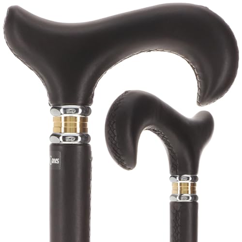 Black Leather Wrapped Derby Walking Cane