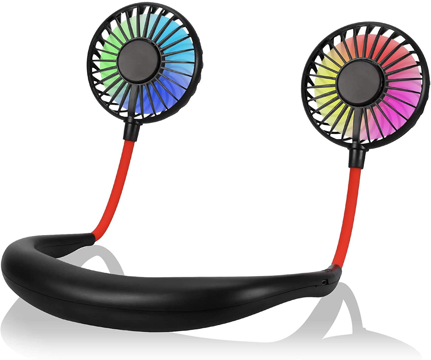 Hands-Free Neck Fan with Adjustable Strong Airflow - USB Rechargeable Portable Personal Fan for Outdoor, Sports, Home & Office - Lightweight Cooling Solution for Running, Travel, Workouts & Daily Use (Black)