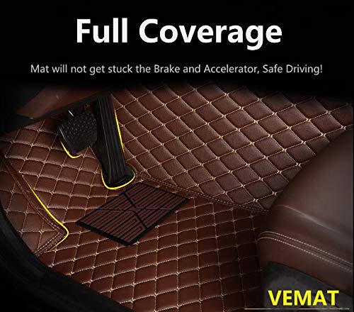 Premium Custom Fit 3D Floor Mats for Audi A7 2010-2017 - All Weather Waterproof Faux Leather Carpet Liners with Full Coverage (Coffee Brown) - Perfect for Daily Commute, Road Trips & Winter Protection
