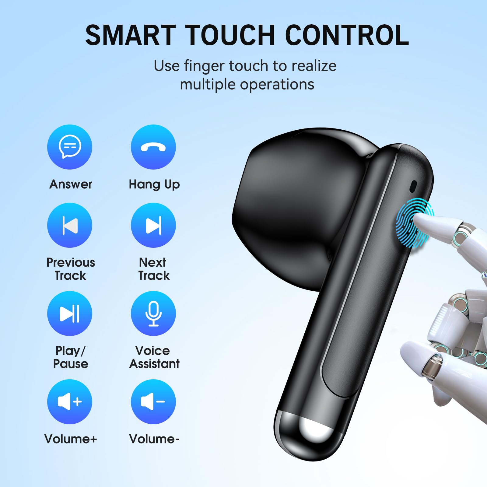 Premium Wireless Earbuds Bluetooth 5.3 with HiFi Stereo & Deep Bass - 4-Mic Noise Cancelling Headphones, 40Hrs Playtime, IPX7 Waterproof Wireless Earphones (Midnight Black) - Perfect for Workouts, Commuting & Travel