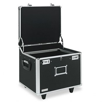 Vaultz Locking Mobile File Chest - Secure Storage Organizer for Documents, Files & Office Supplies - Black (Pack of 2) - Ideal for Home Office, School & Workplace Organization