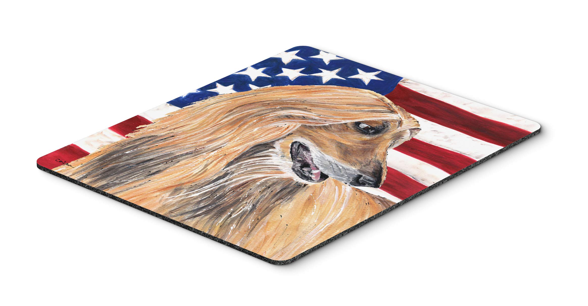 Caroline's Treasures SC9506MP Patriotic American Flag Afghan Hound Mouse Pad - Large Washable Non-Slip Desk Mat for Home Office, Gaming & Computer Work | USA-Themed Decor for Workstations & Gift Ideas