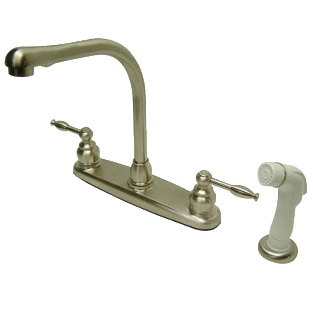 Kingston Brass KB2751KL 8 Inch Centerset Kitchen Faucet - High Arc Pull-Down Sprayer, Single Handle, Oil Rubbed Bronze Finish for Modern Farmhouse & Traditional Kitchens
