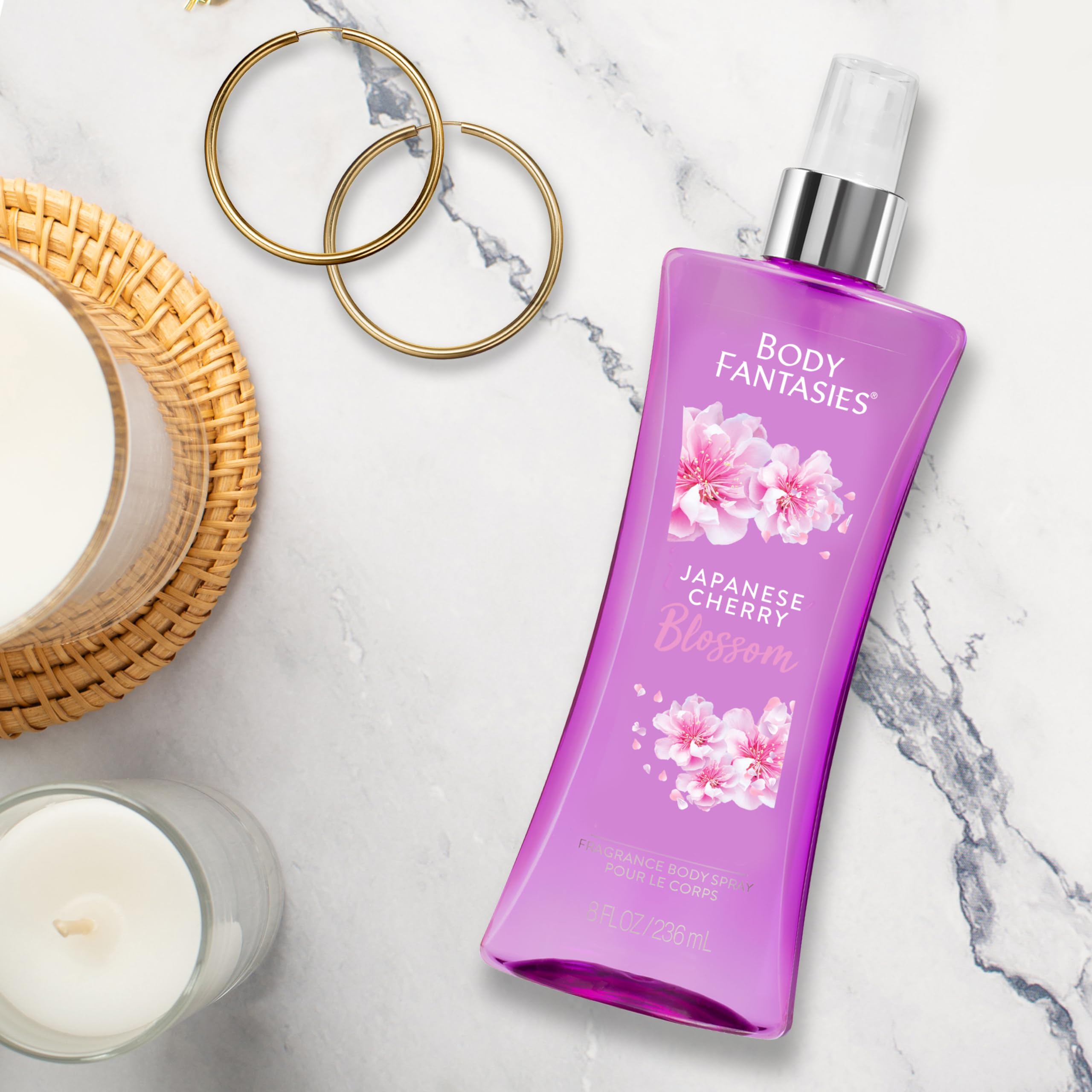 Body Fantasies Japanese Cherry Blossom Fragrance Body Spray - 8 fl oz (2 Pack) | Floral Perfume Mist for Women, Long-Lasting Fresh Scent | Perfect for Daily Use, Work, Gym & Date Night