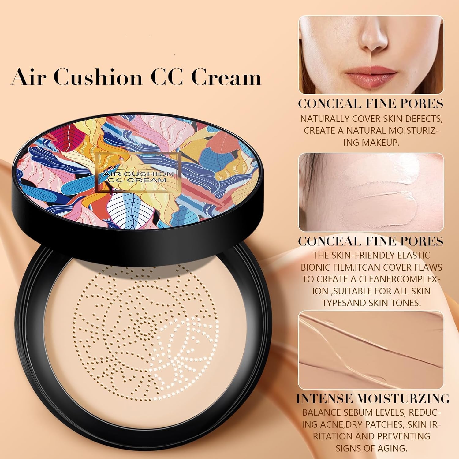 Apartmentm 2024 New Mushroom Head Air Cushion CC Cream - Lightweight Matte Finish, Buildable Coverage, Oil Control & Hydrating (Mix Shades) - Perfect for Daily Makeup, Travel & On-The-Go Touch Ups