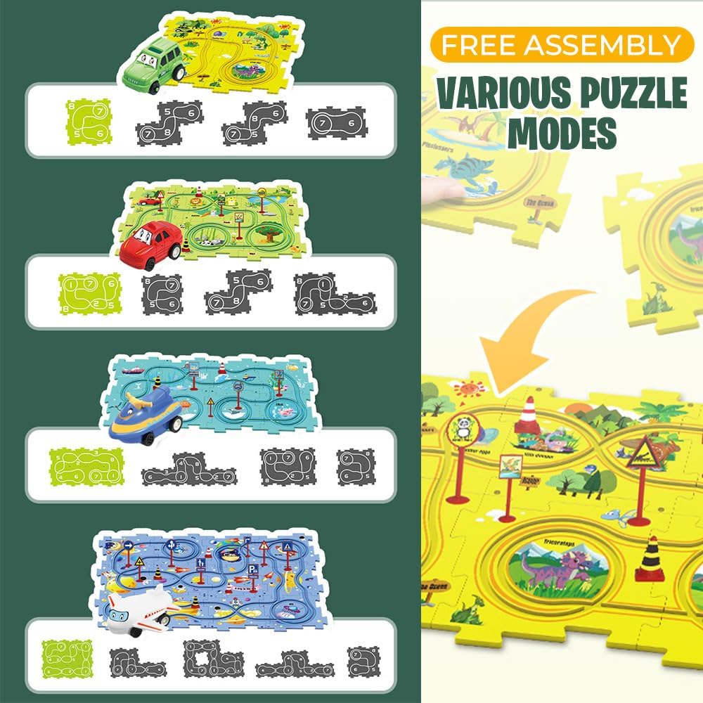 Puzzle Racer Kids Car Track Set - 15 Piece Educational Toy for Toddlers | Forest-Themed Puzzle Track Play Set for Boys & Girls | STEM Learning Toy for Early Childhood Development | Perfect for Birthday Gifts & Indoor Playtime