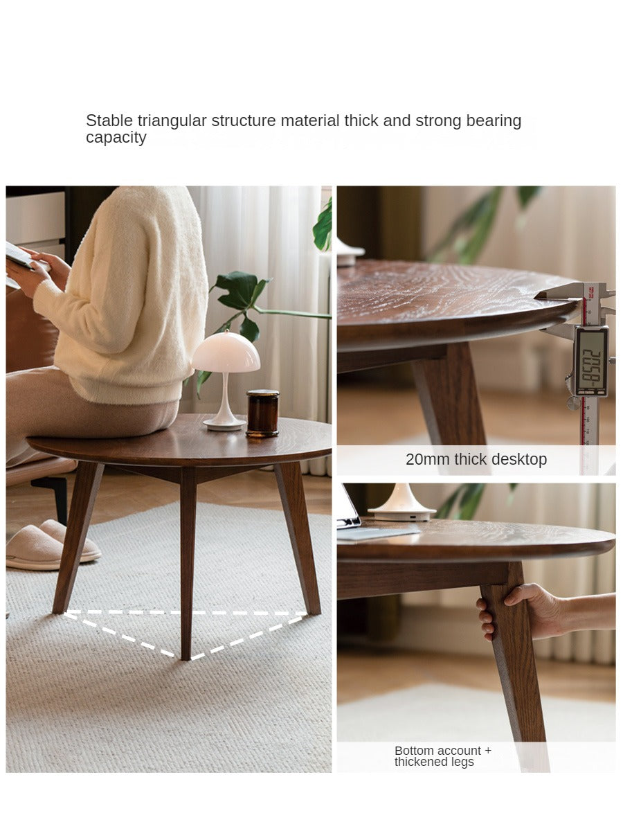 Solid Walnut Round Coffee Table - Natural Wood Dining Table for Living Room, Office, or Lounge - Stylish and Durable Home Decor