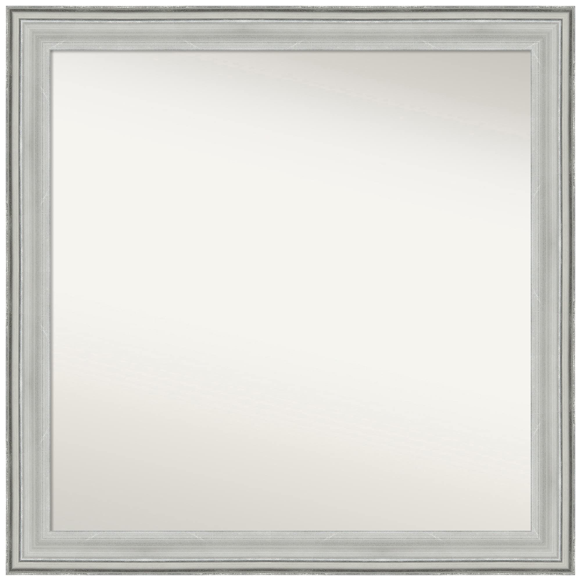 Amanti Art Non-Beveled Rectangular Wall Mirror 23x23 Inches - Silver Bel Volto Frame - Custom Size Bathroom Mirror for Vanity, Entryway & Bedroom Decor