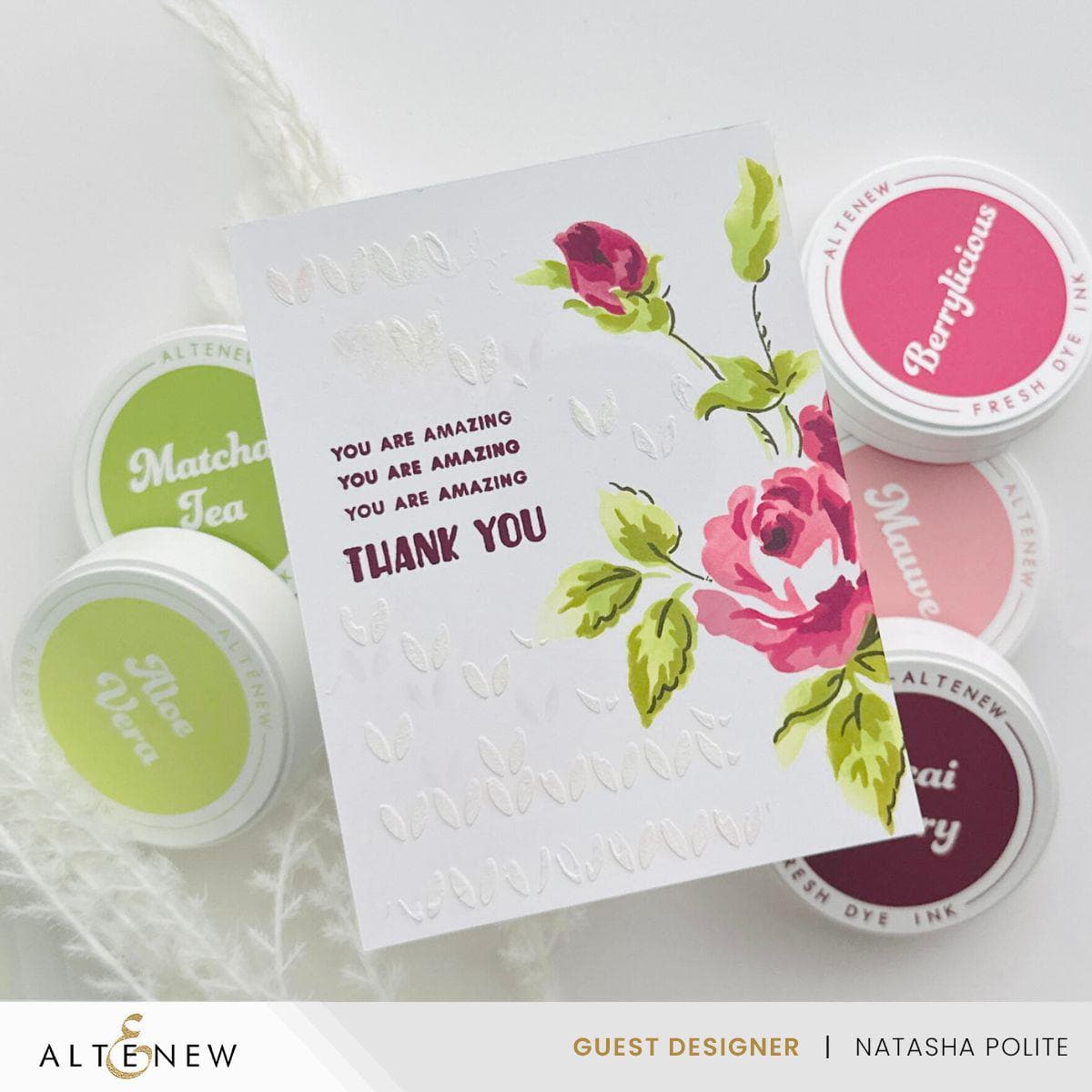 Rose Petal Fresh Dye Ink Mini Cube & Reinker Bundle Set for Card Making, Scrapbooking, and DIY Crafts - Perfect for Stamping, Coloring, and Mixed Media Projects