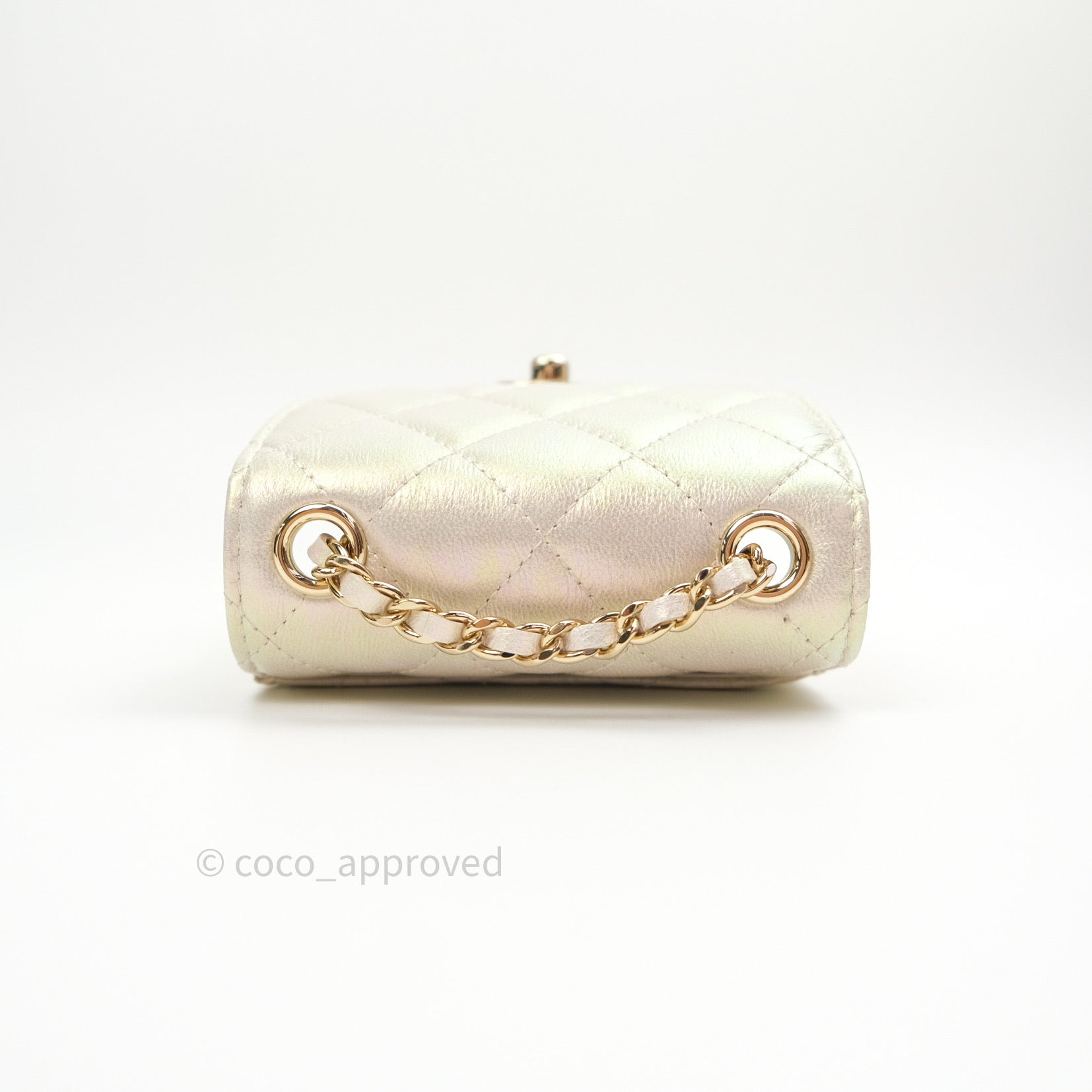 Chanel Classic Ivory Iridescent Gold Hardware Phone Holder - Luxury Designer Phone Case for iPhone & Samsung - Perfect for Parties, Travel & Everyday Use