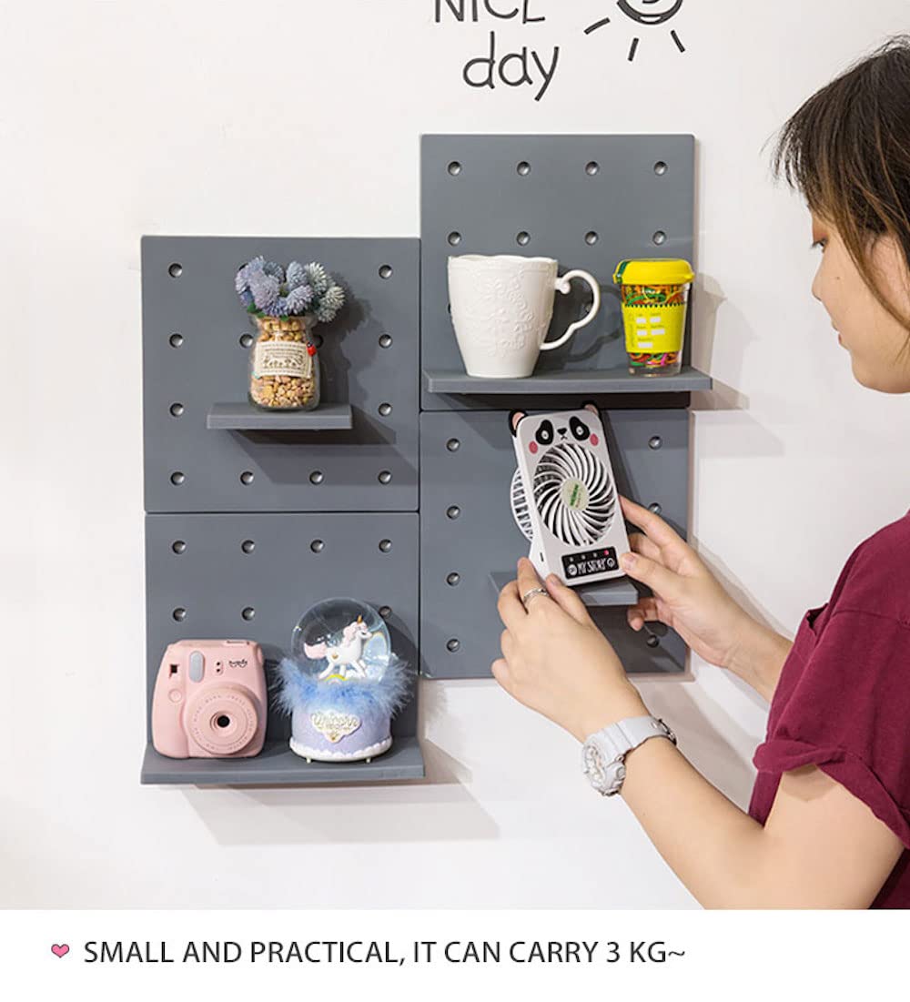 JHTPSLR DIY Wall Shelves - 8.7 Inch Cute Kawaii Floating Shelves, No Drill No Damage Wall Mount Storage Rack, Multi-Layer Easy Assembly for Teen Girls Room, Bedroom, Dorm, Balcony (Grey) - Perfect for Organizing Books, Plants, Decor & Small Items