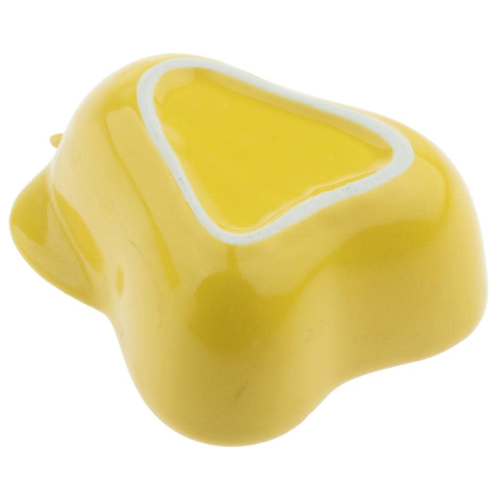Small Ceramic Pet Bowls for Hamsters & Rabbits - 1 Pair Pear-Shaped Yellow Feeding Dishes - Perfect for Cages, Hutches & Small Animal Feeding Stations