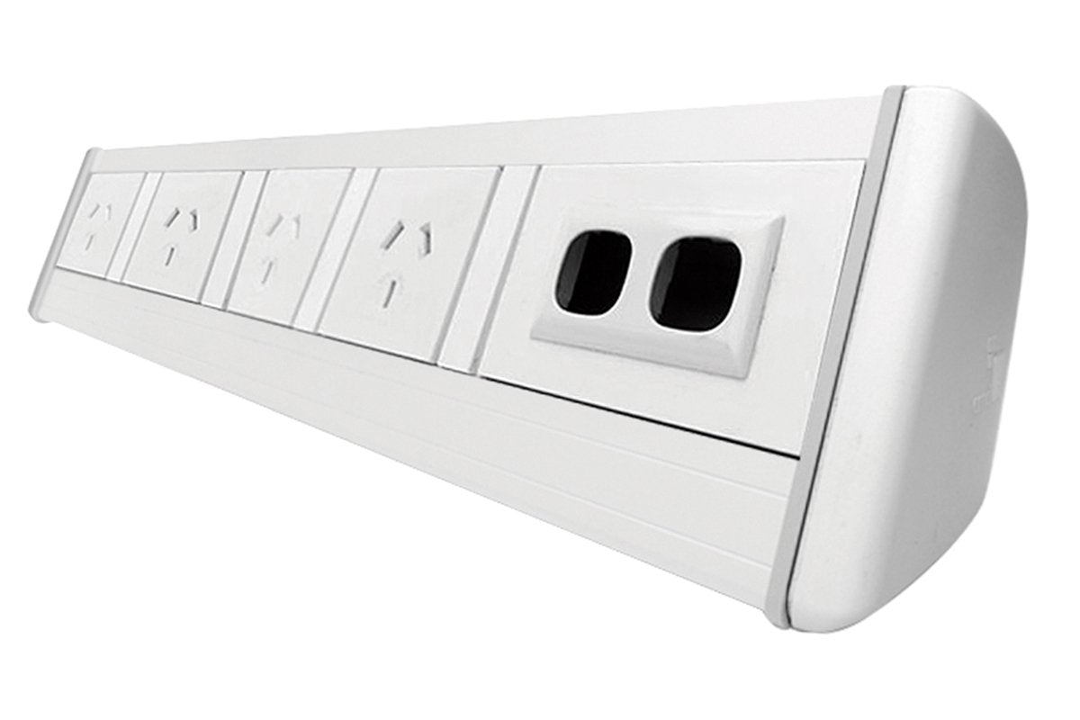 DPG Harmony White Over Desk Power Strip with USB Ports - Perfect for Home Office, Gaming Setup & Workspace Organization