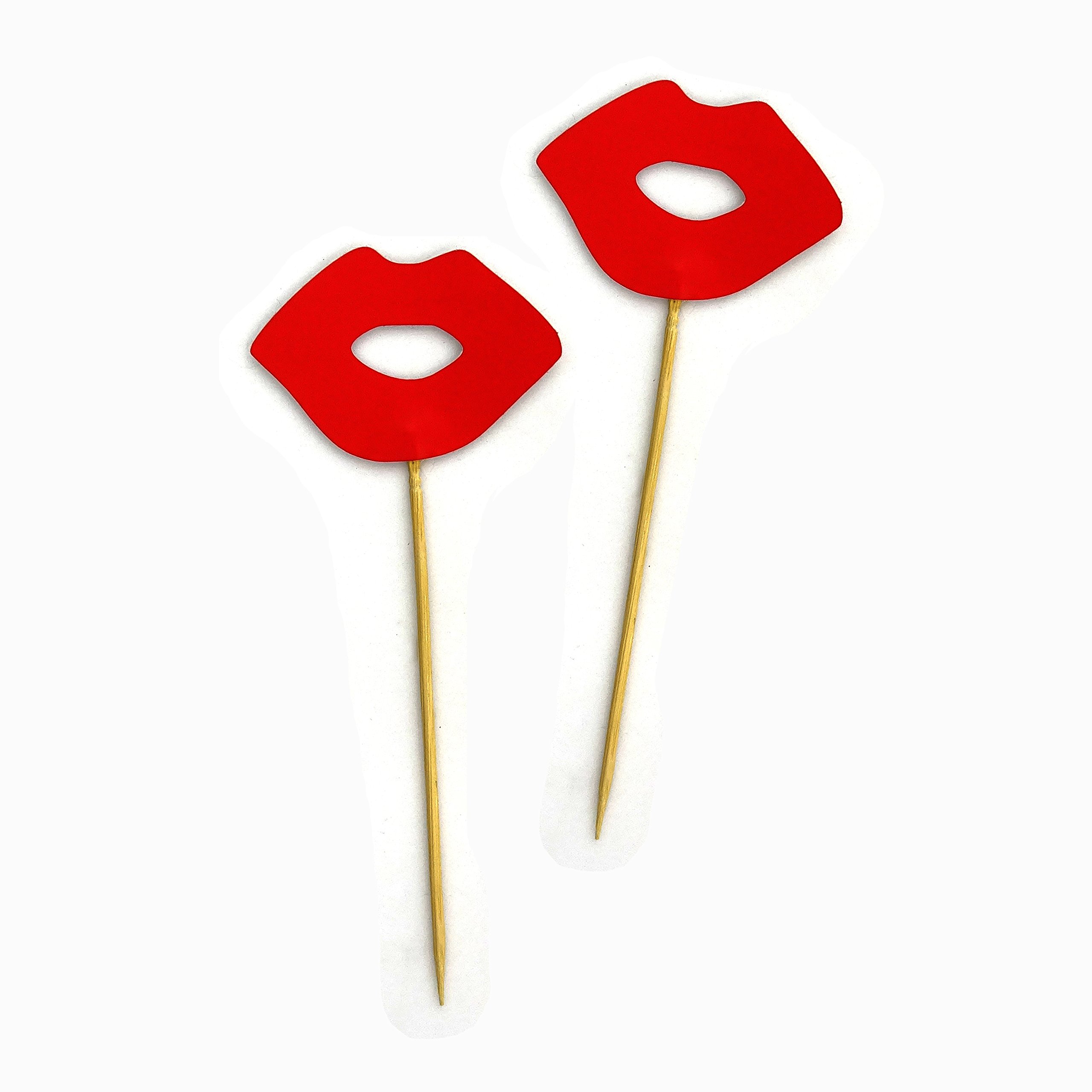 Red Lips Cupcake Toppers - 40pcs Wedding & Birthday Party Decorations, Baby Shower Dessert Toppers for Girls - Perfect for Celebrations, Bridal Showers, and Themed Desserts