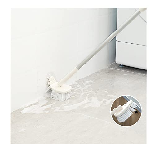 Upgraded Long Handle Shower Brush - Heavy Duty Bathroom Cleaning Tool for Tile, Bathtub, Toilet, Floor & Wall Corners - Ergonomic Design for Kitchen Baseboard & Hard-to-Reach Areas - White (Perfect for Deep Cleaning Showers, Tubs & Grout Lines)