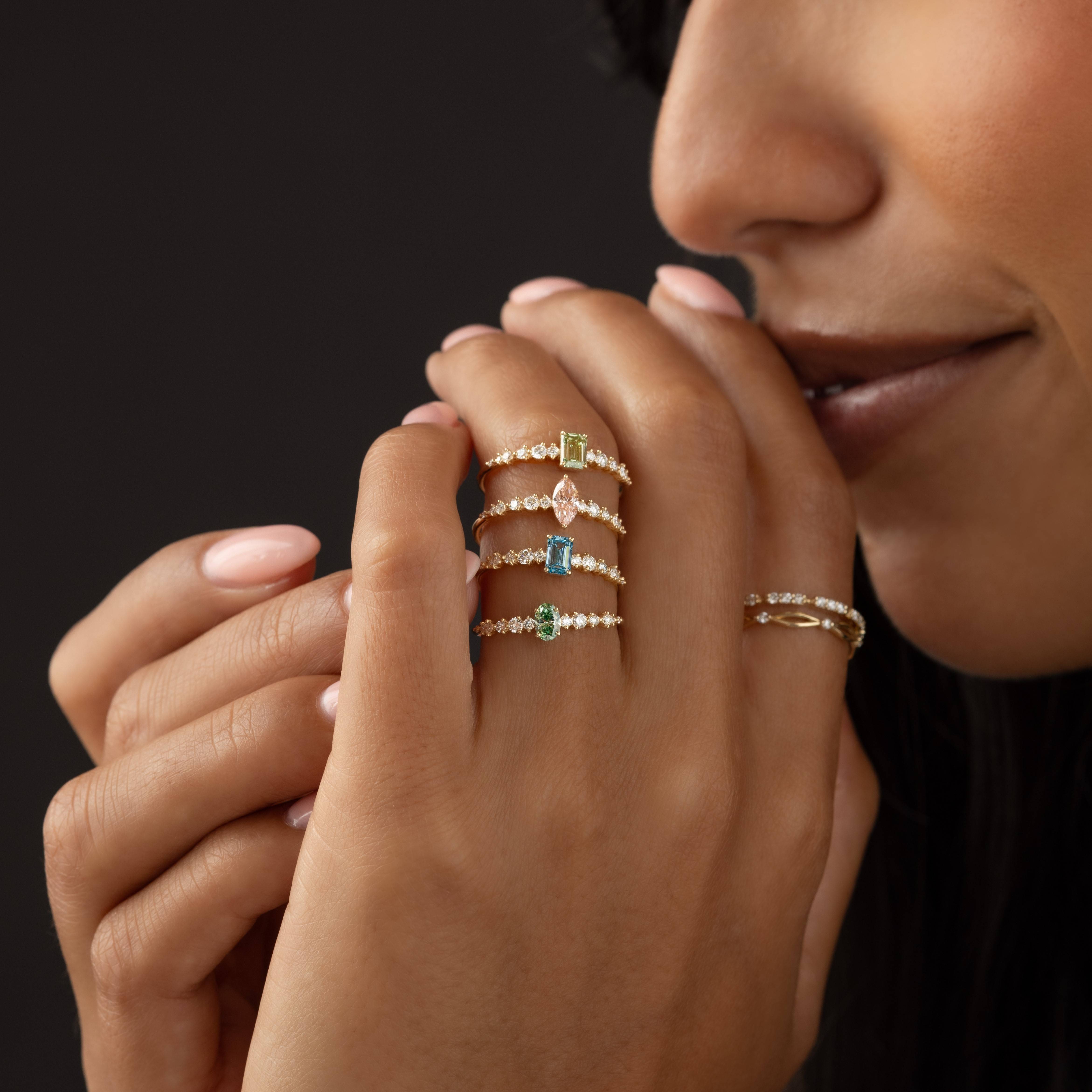 Lab Grown Blue Green Diamond Edison Ring - Eco-Friendly & Ethical Jewelry for Engagement, Wedding, and Special Occasions
