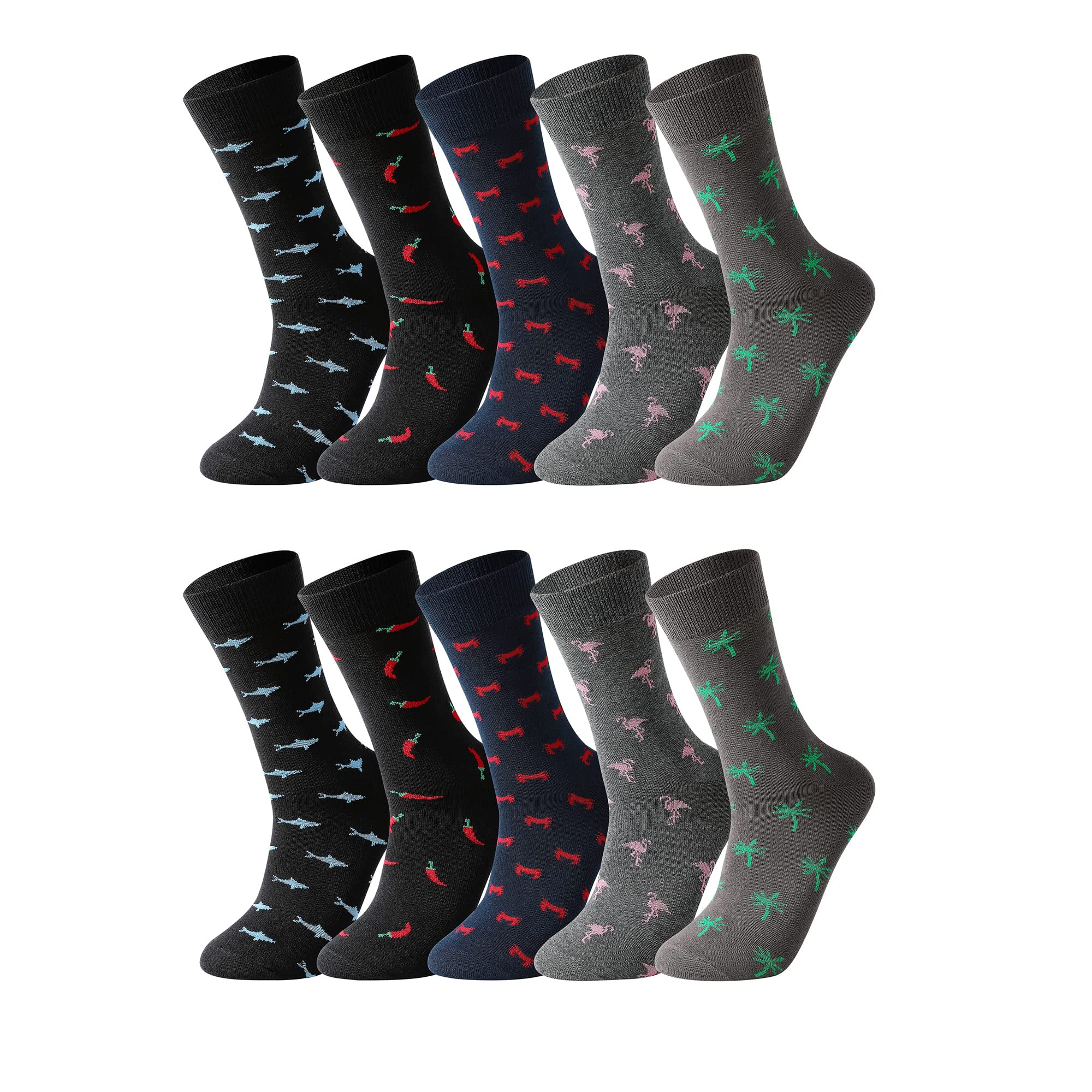 GLENMEARL Men's Dress Socks 10 Pack - Premium Combed Cotton Funny Patterned Socks for Business & Casual Wear - Colorful Novelty Happy Socks for Office, Party & Daily Use